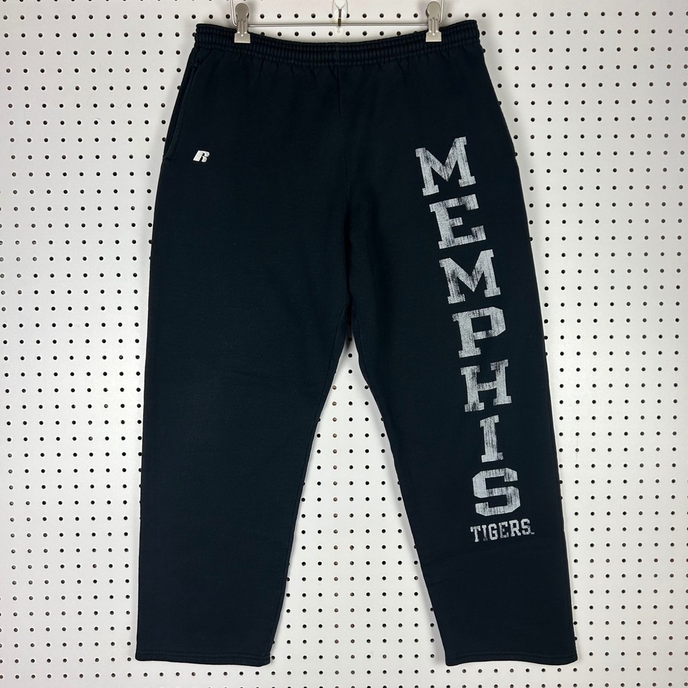 Memphis Tigers Russell Athletic Sweatpants Mens Medium Black Logo Wide Leg Baggy